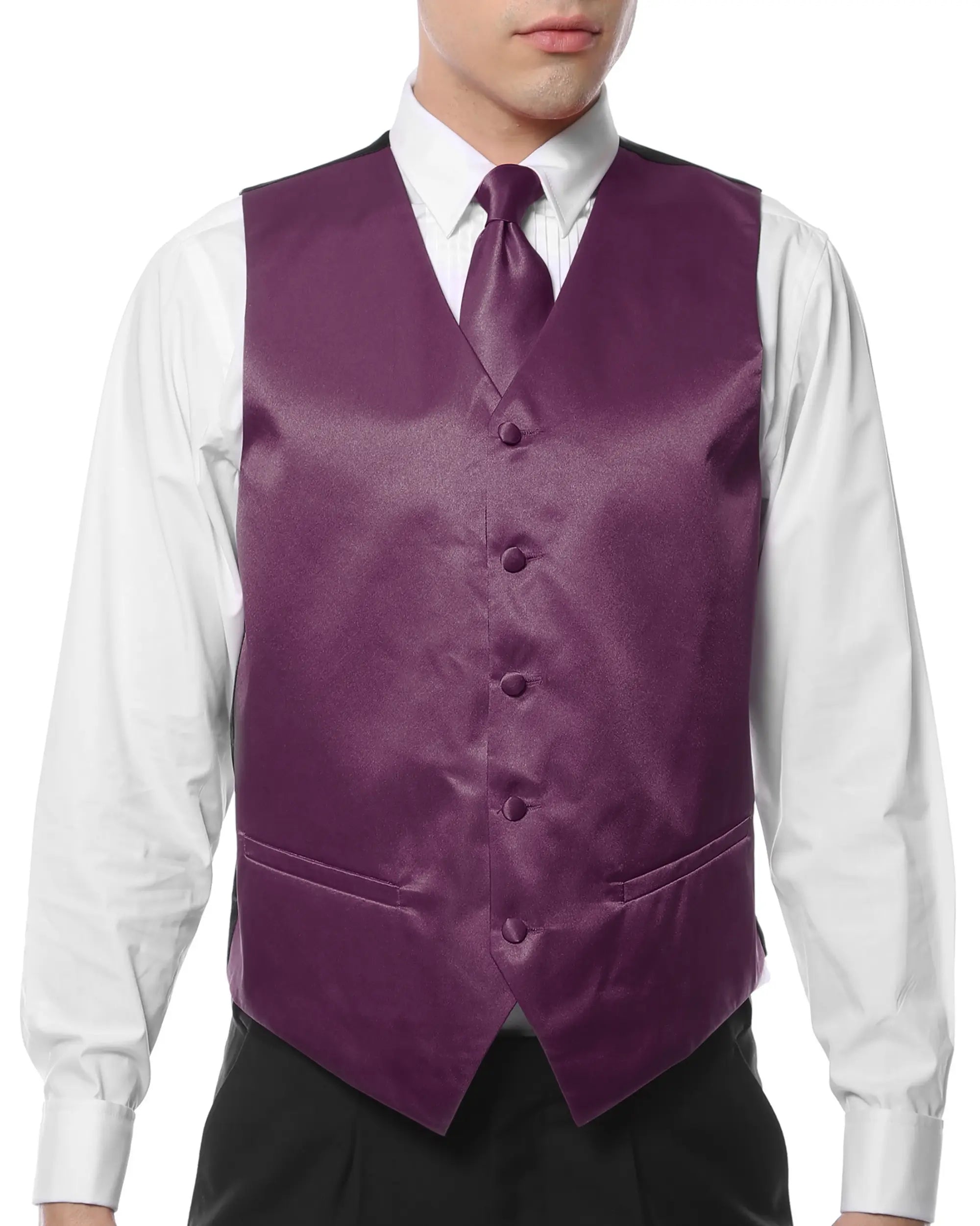 Ferrecci Mens PV600 - Dark Purple with Black Back Adjustable Vest Set FHYINC