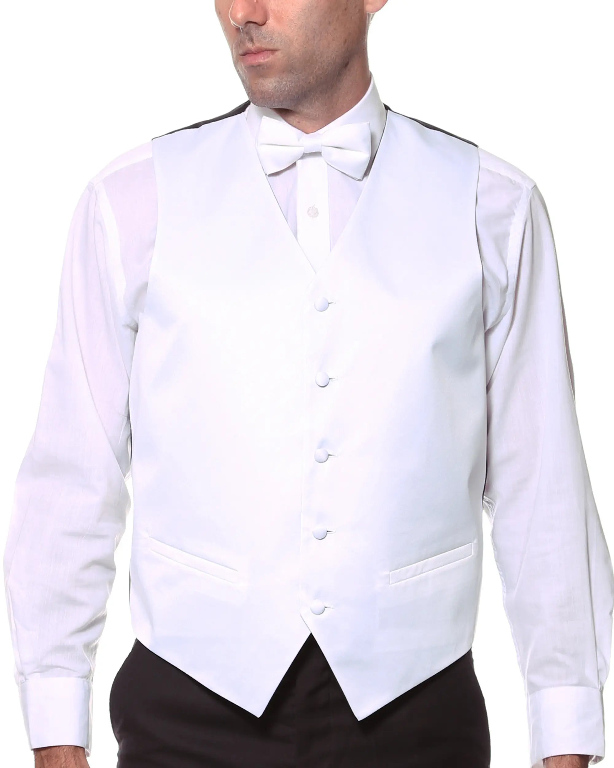 Ferrecci Mens PV600 - White with White Back Adjustable Vest Set-0