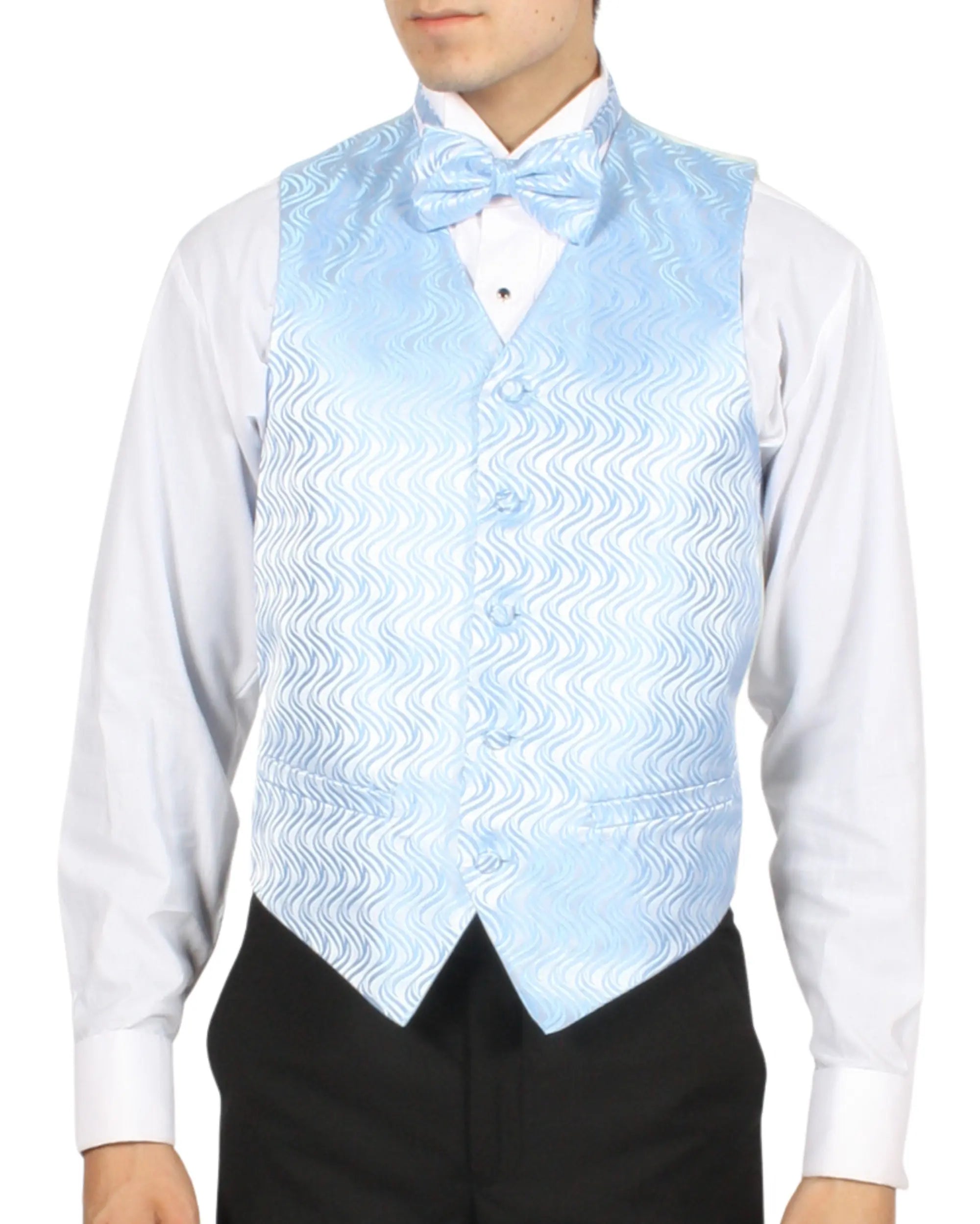 Ferrecci Mens PV150 - Sky Blue with White Back Adjustable Vest Set FERRECCI