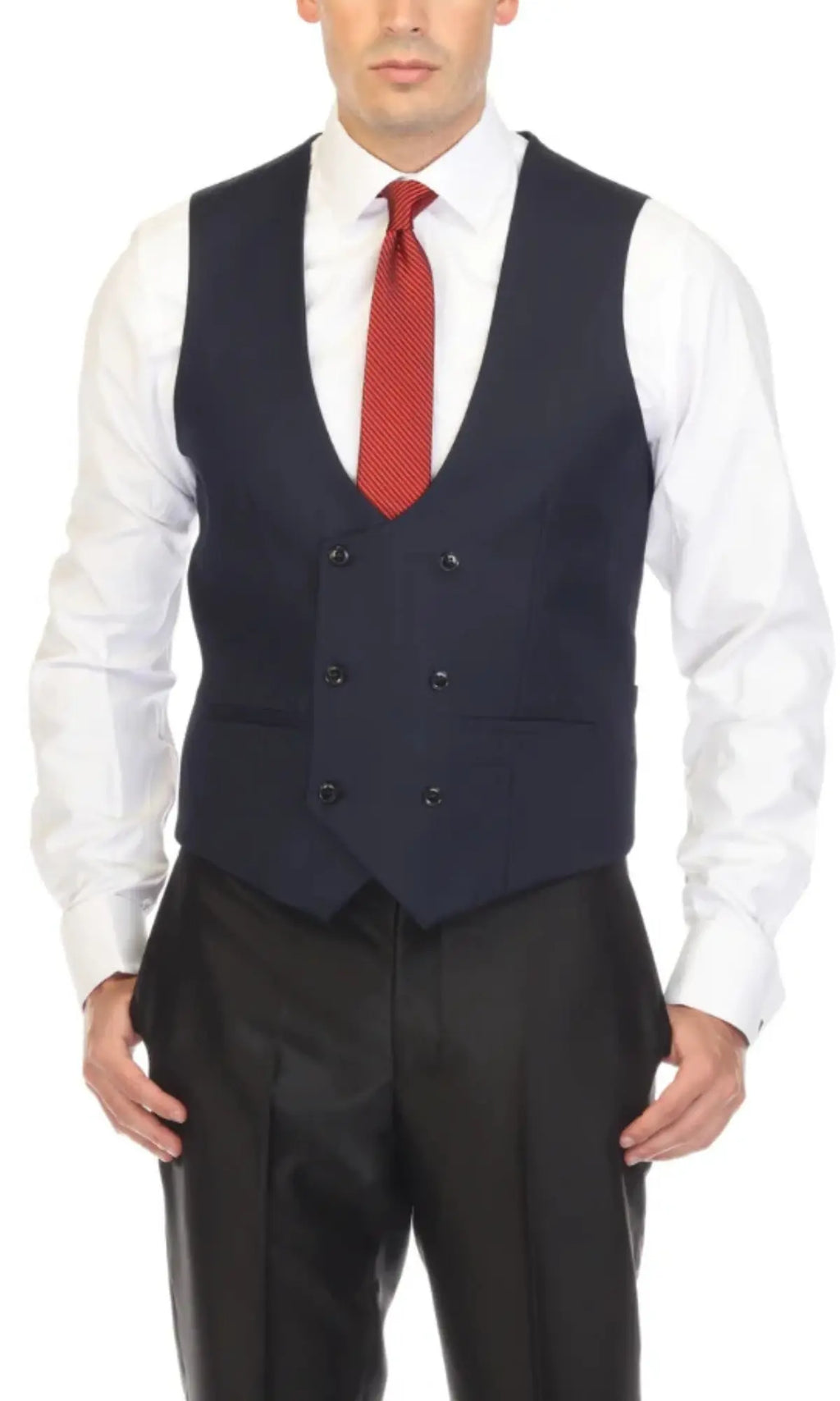 Cruz Mens Double Breasted Navy Vest FERRECCI