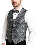 Ferrecci Mens PV350 - Grey Paisley with Black Back Adjustable Vest Set FHYINC