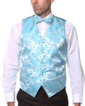 Ferrecci Mens PV350 - Turquoise Paisley with Black Back Adjustable Vest Set FHYINC