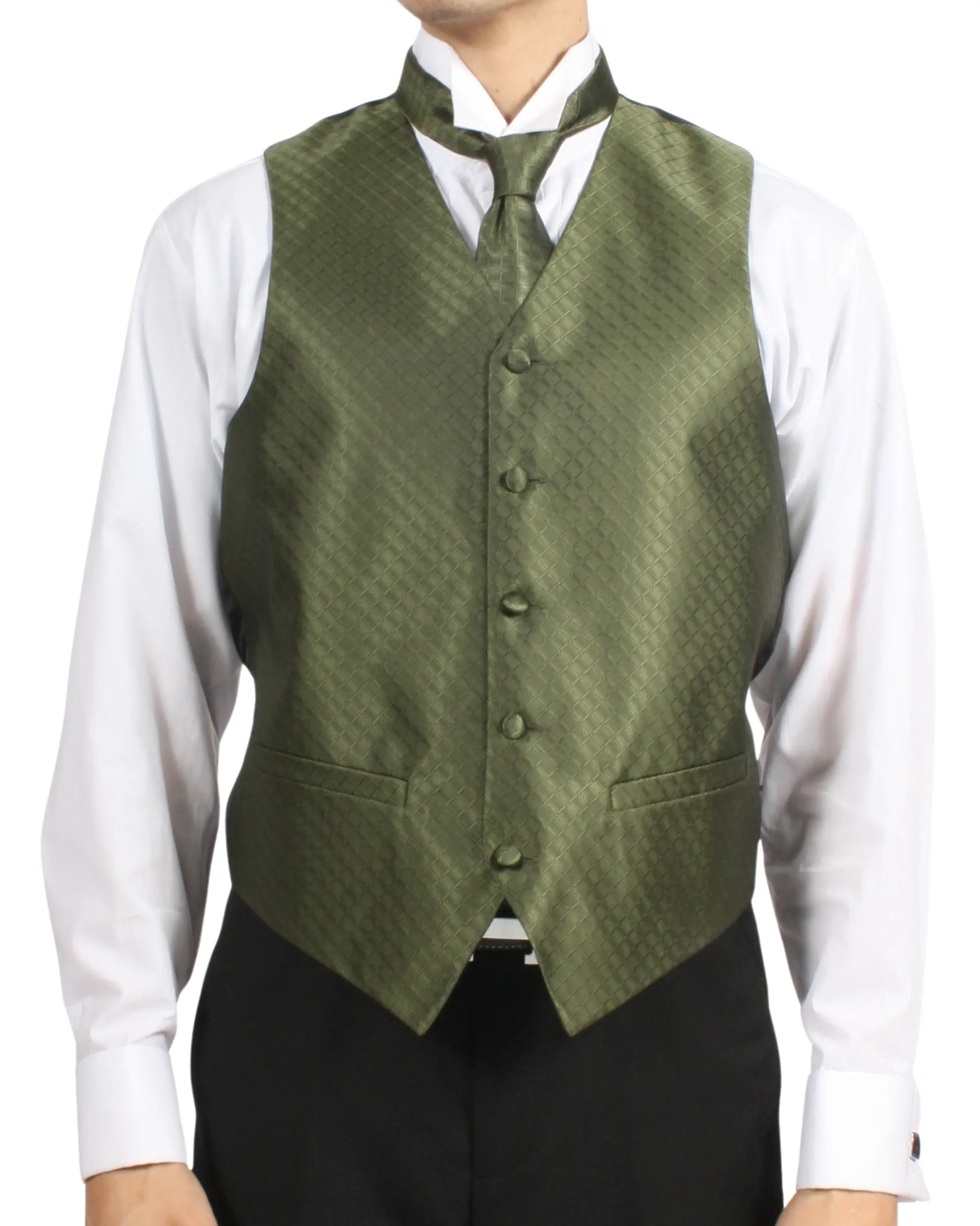 Ferrecci Mens PV300 - Olive with Black Back Adjustable Diamond Vest Set FHYINC