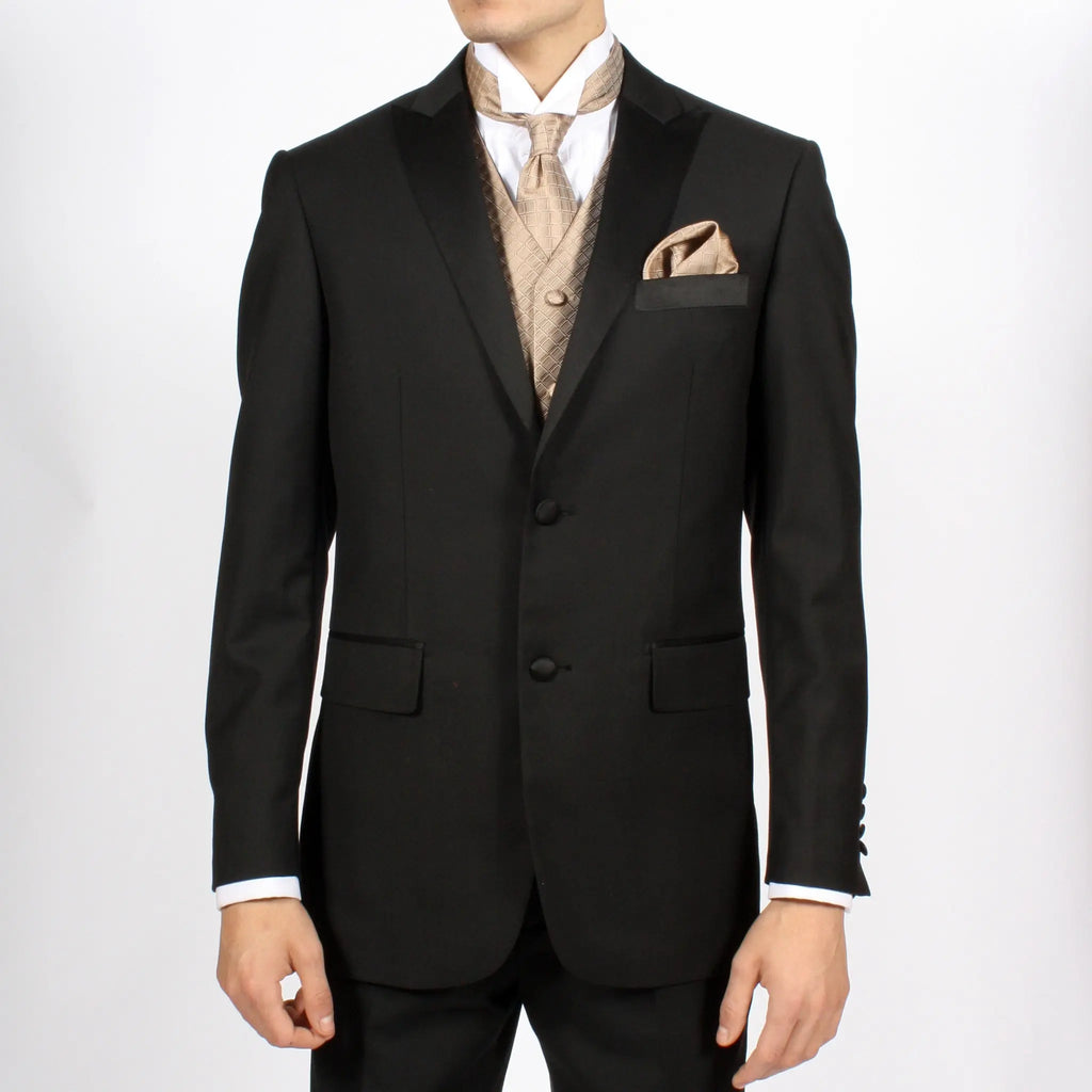 Ferrecci Mens PV300 - Champagne with Black Back Adjustable Diamond Vest Set FHYINC