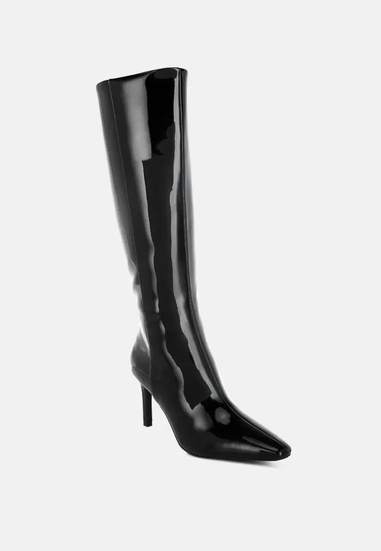 Warley Patent Faux Leather Calf Boots London Rag