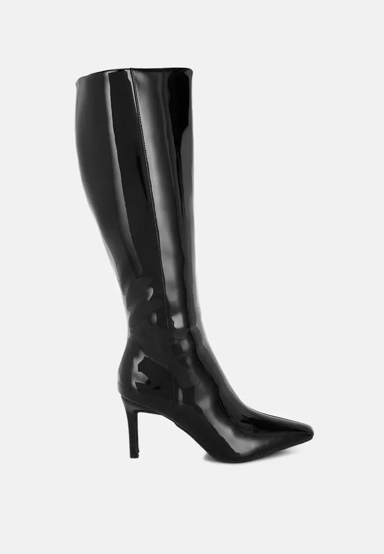 Warley Patent Faux Leather Calf Boots London Rag