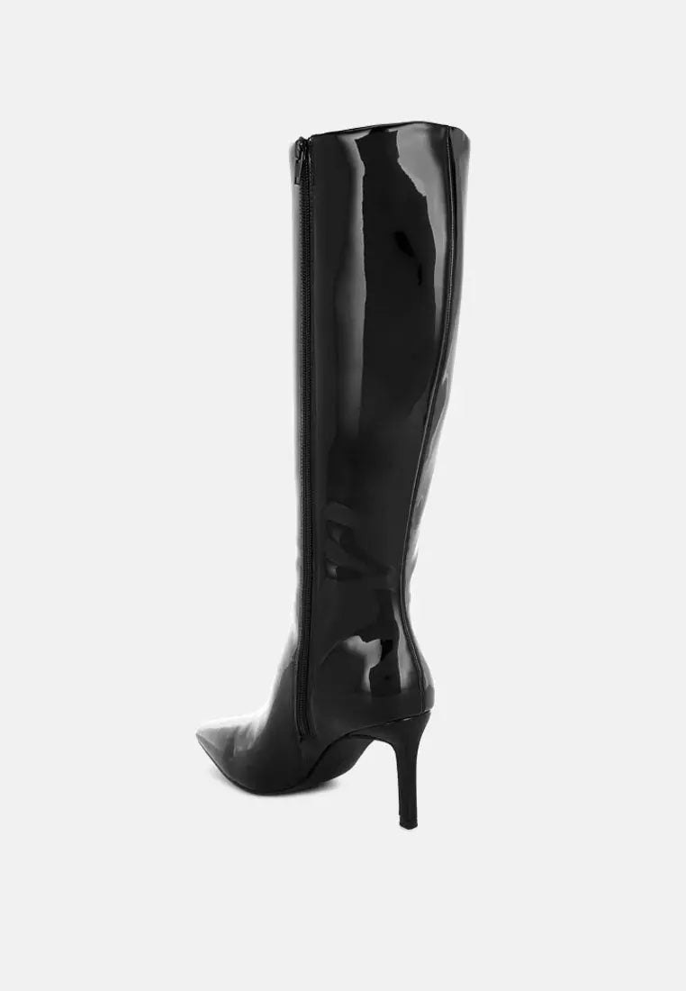 Warley Patent Faux Leather Calf Boots London Rag