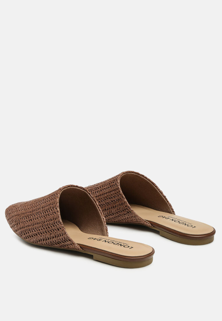 Straw Very Woven Raffia Mules