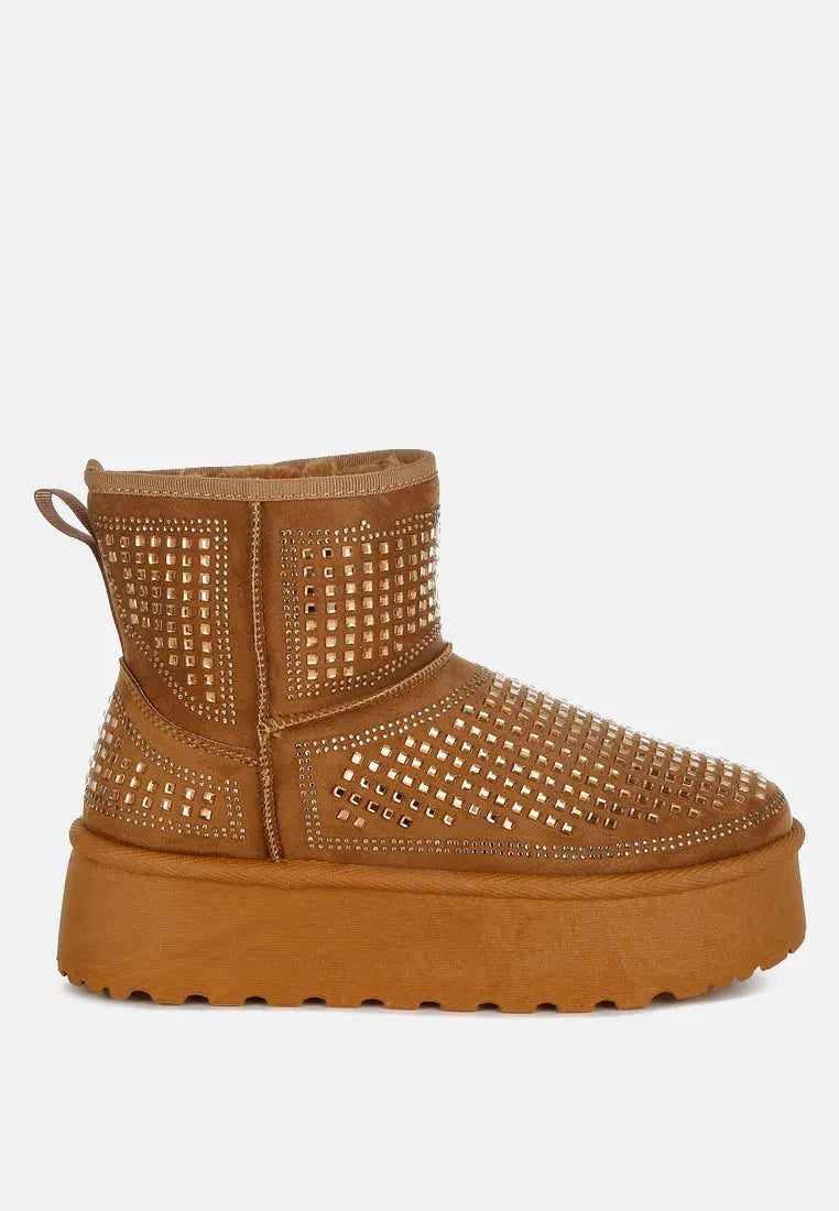 Xoras Chunky Rhinestones Ankle Boots London Rag