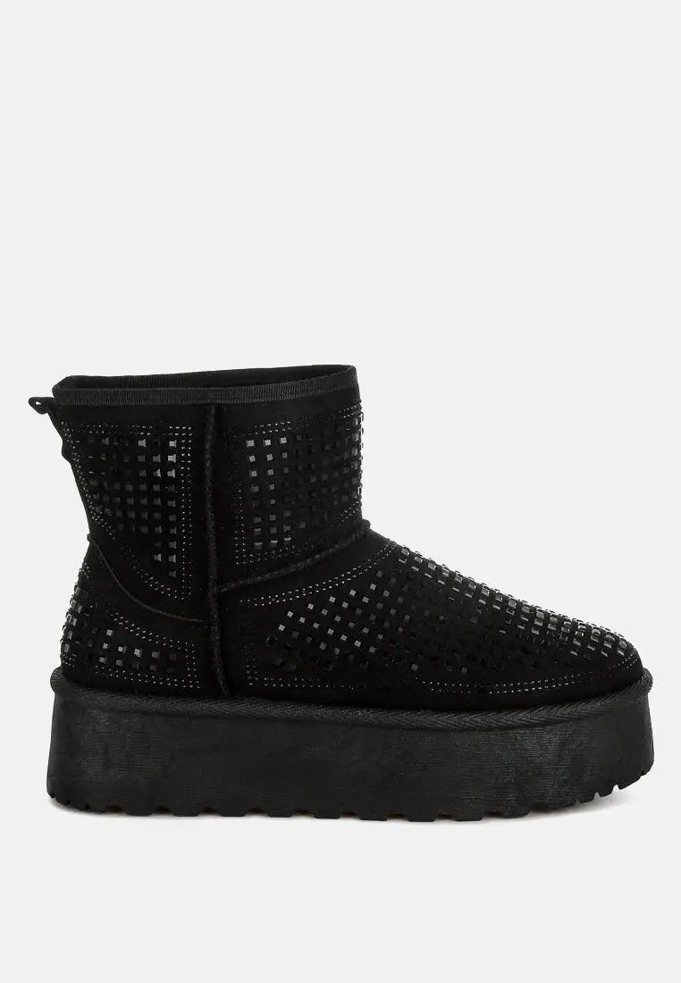 Xoras Chunky Rhinestones Ankle Boots London Rag