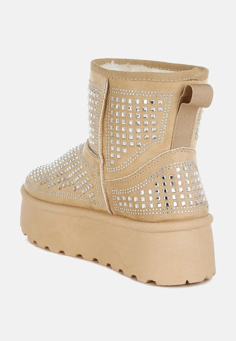 Xoras Chunky Rhinestones Ankle Boots London Rag