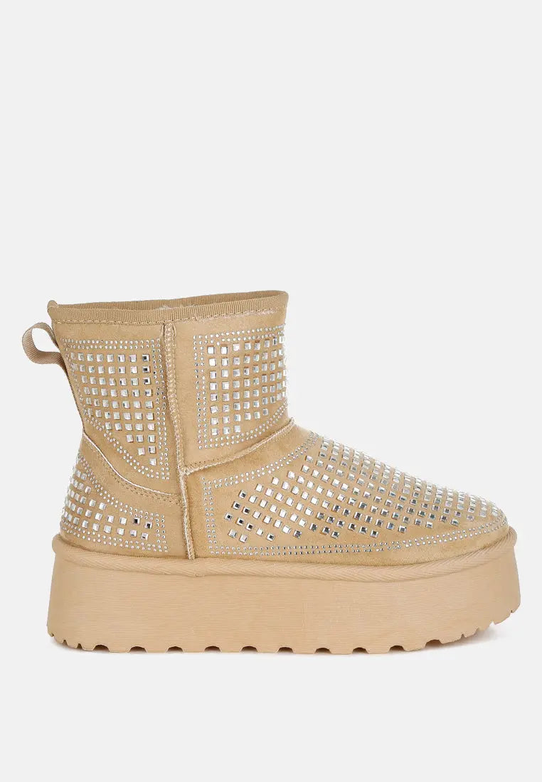 Xoras Chunky Rhinestones Ankle Boots London Rag