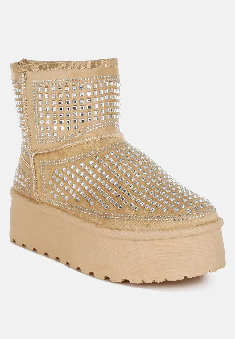 Xoras Chunky Rhinestones Ankle Boots London Rag