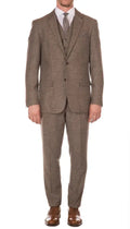 York Brown 3 Piece Herringbone Suit Ferrecci