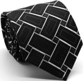 Mens Dads Classic Black Geometric Pattern Business Casual Necktie & Hanky Set Z-9 Ferrecci USA