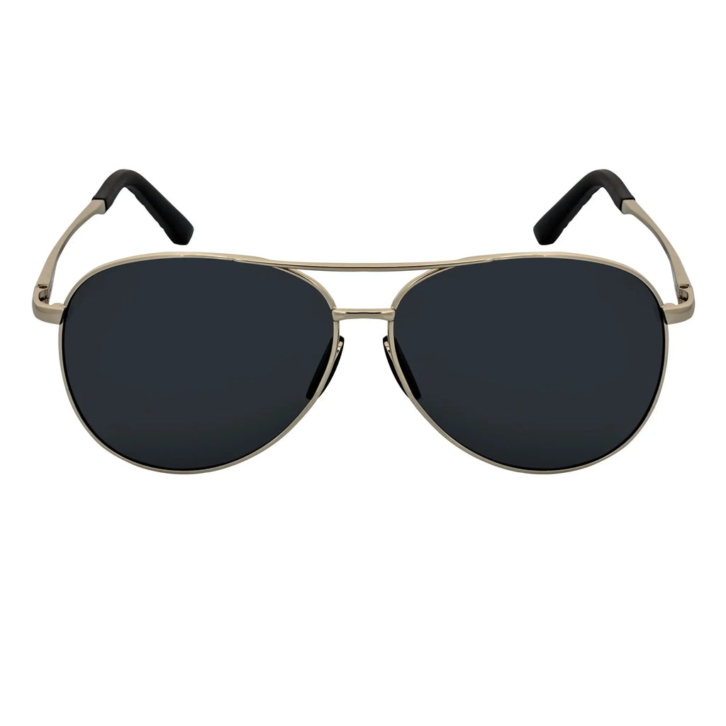 ACE - Polarized Metal Round Aviator Sunglasses Silver Smoke Morspecs