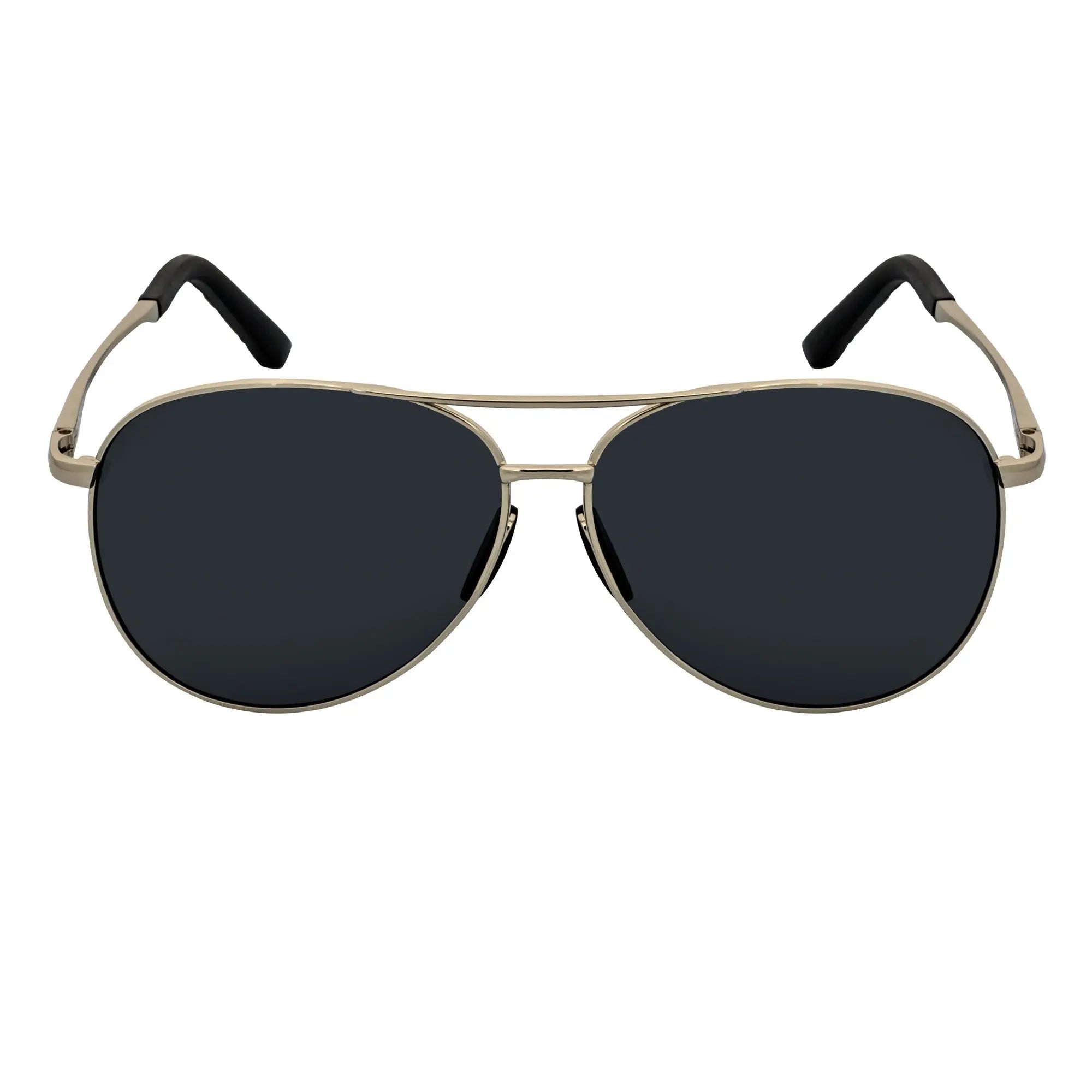 ACE - Polarized Metal Round Aviator Sunglasses Silver Smoke Morspecs
