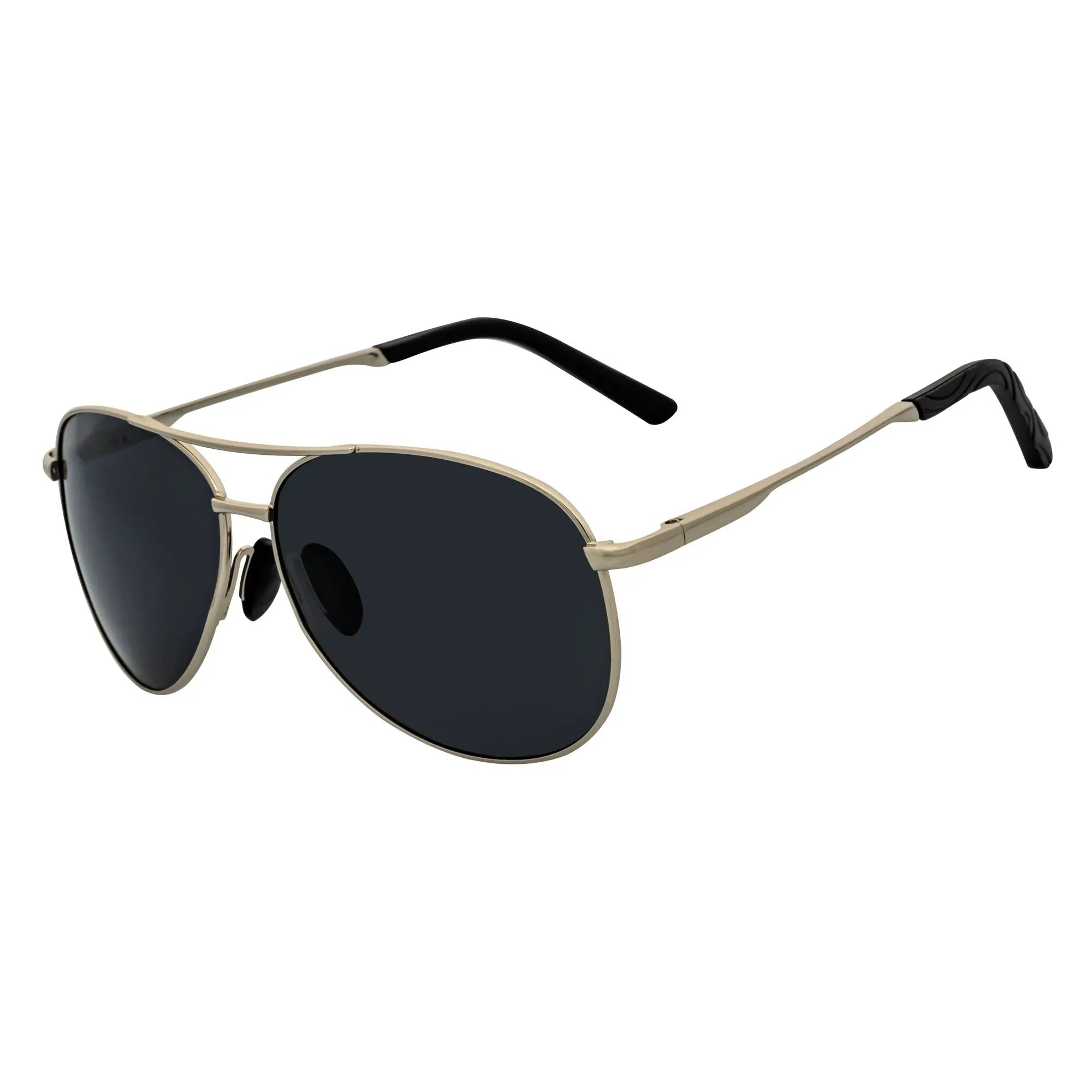 ACE - Polarized Metal Round Aviator Sunglasses Silver Smoke Morspecs