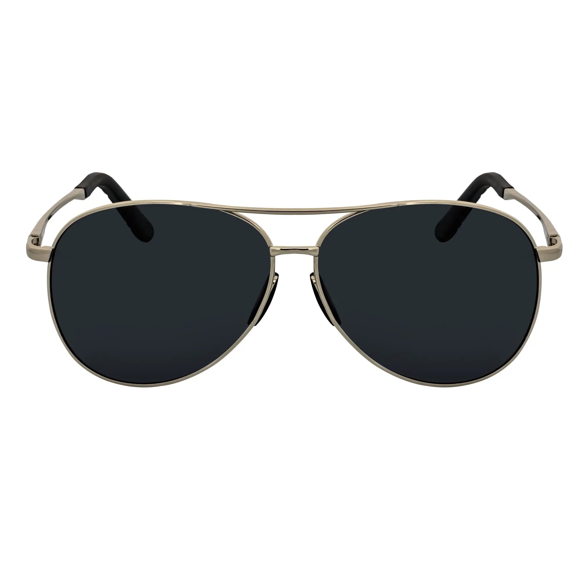 ACE - Polarized Metal Round Aviator Sunglasses Silver Smoke Morspecs