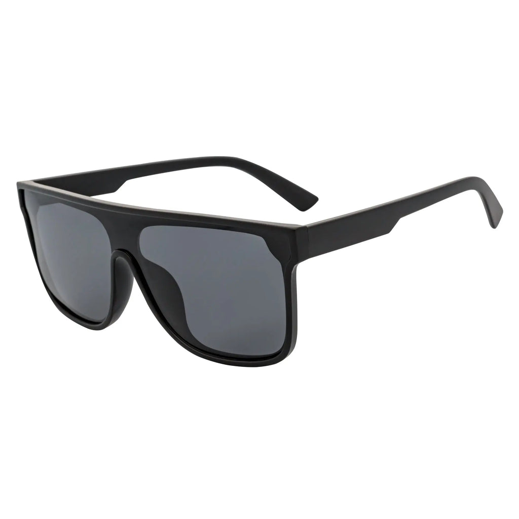 AEON - Square Flat Top Shield Polarized Sunglasses Mono  Black Smoke Morspecs