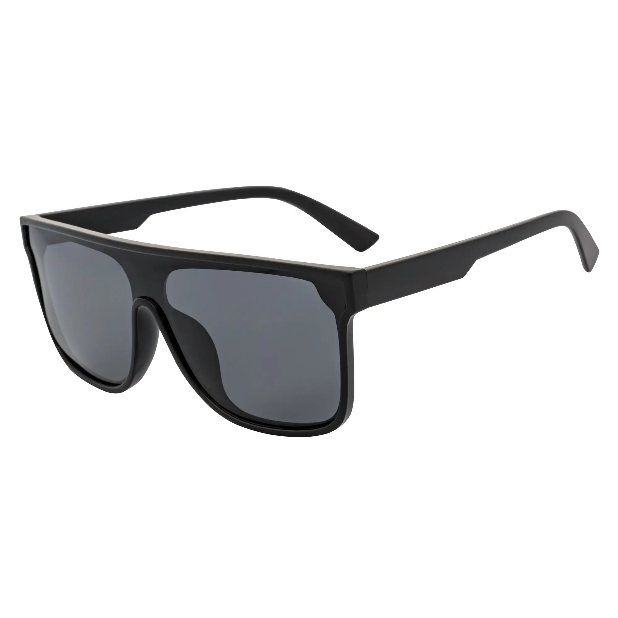 AEON - Square Flat Top Shield Polarized Sunglasses Mono  Black Smoke Morspecs