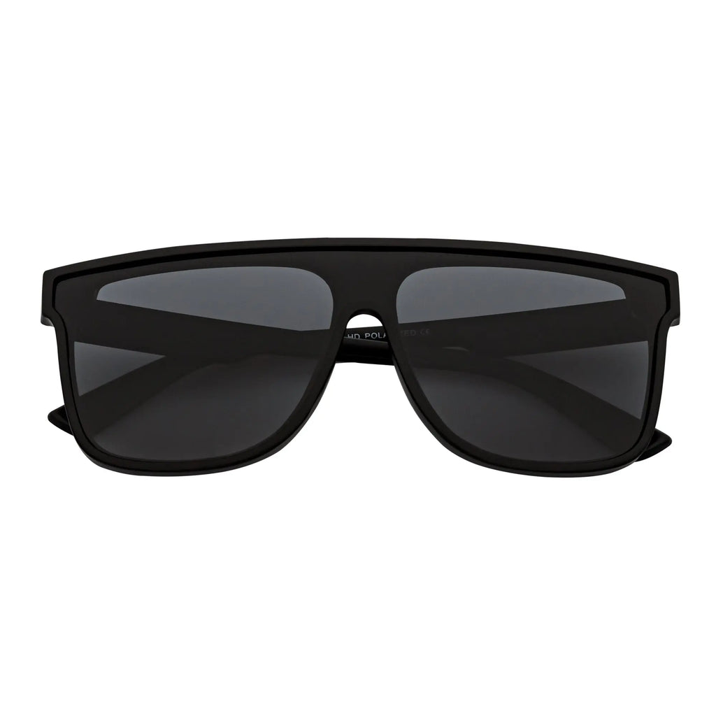 AEON - Square Flat Top Shield Polarized Sunglasses Mono  Black Smoke Morspecs