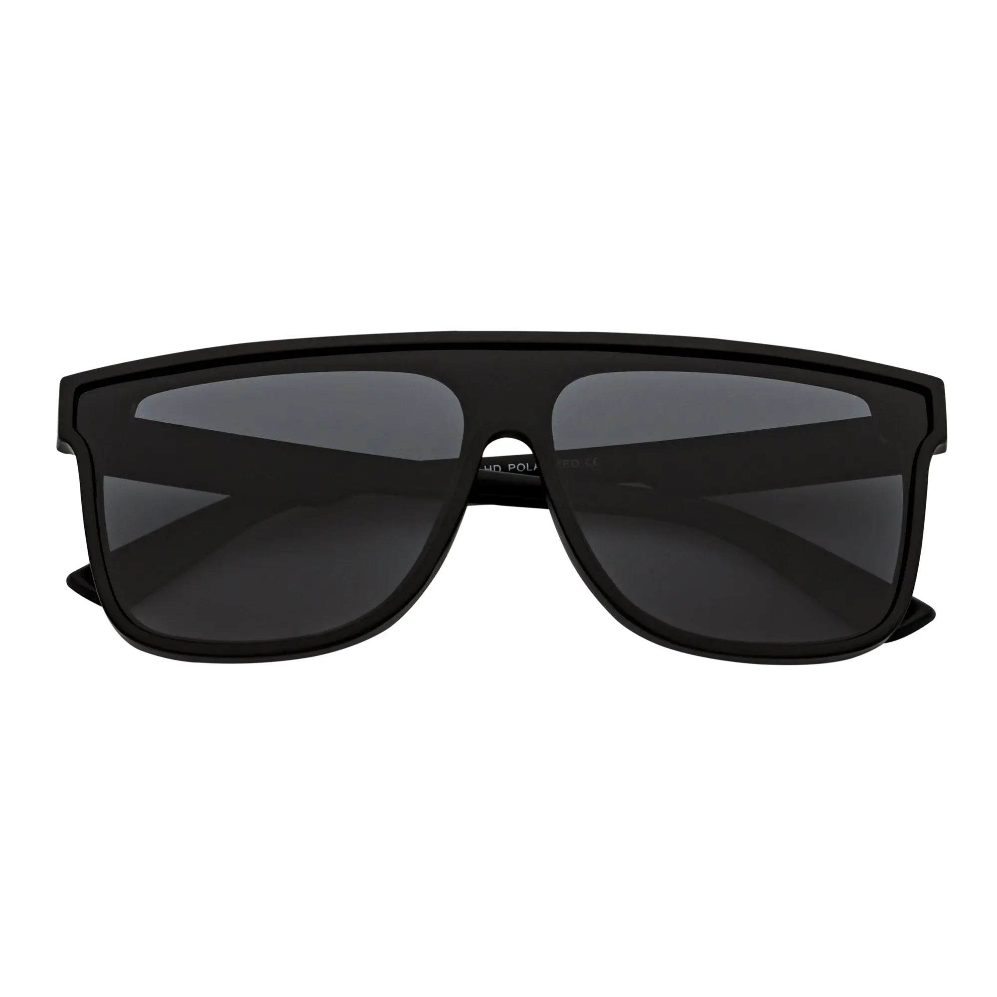 AEON - Square Flat Top Shield Polarized Sunglasses Mono  Black Smoke Morspecs