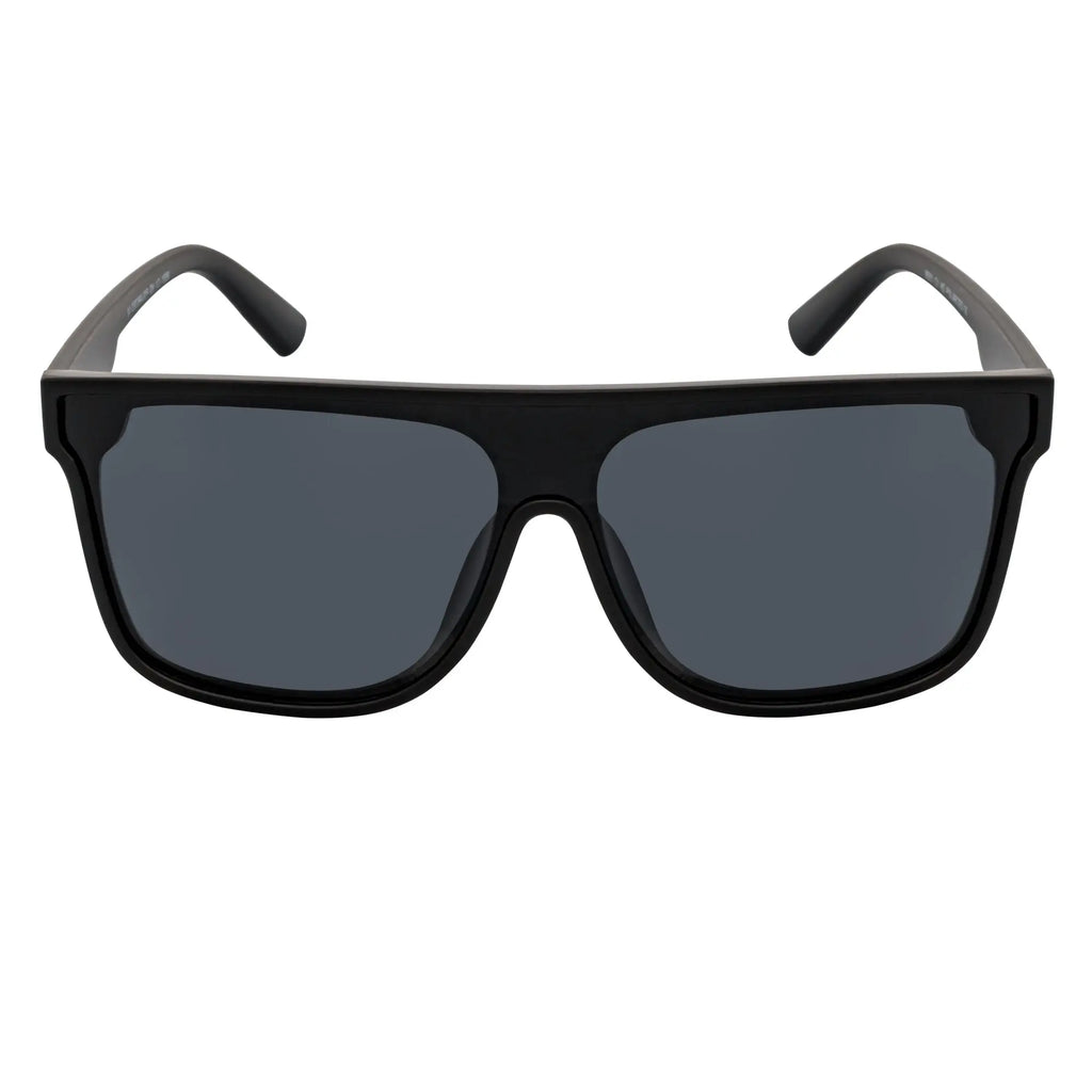 AEON - Square Flat Top Shield Polarized Sunglasses Mono  Black Smoke Morspecs