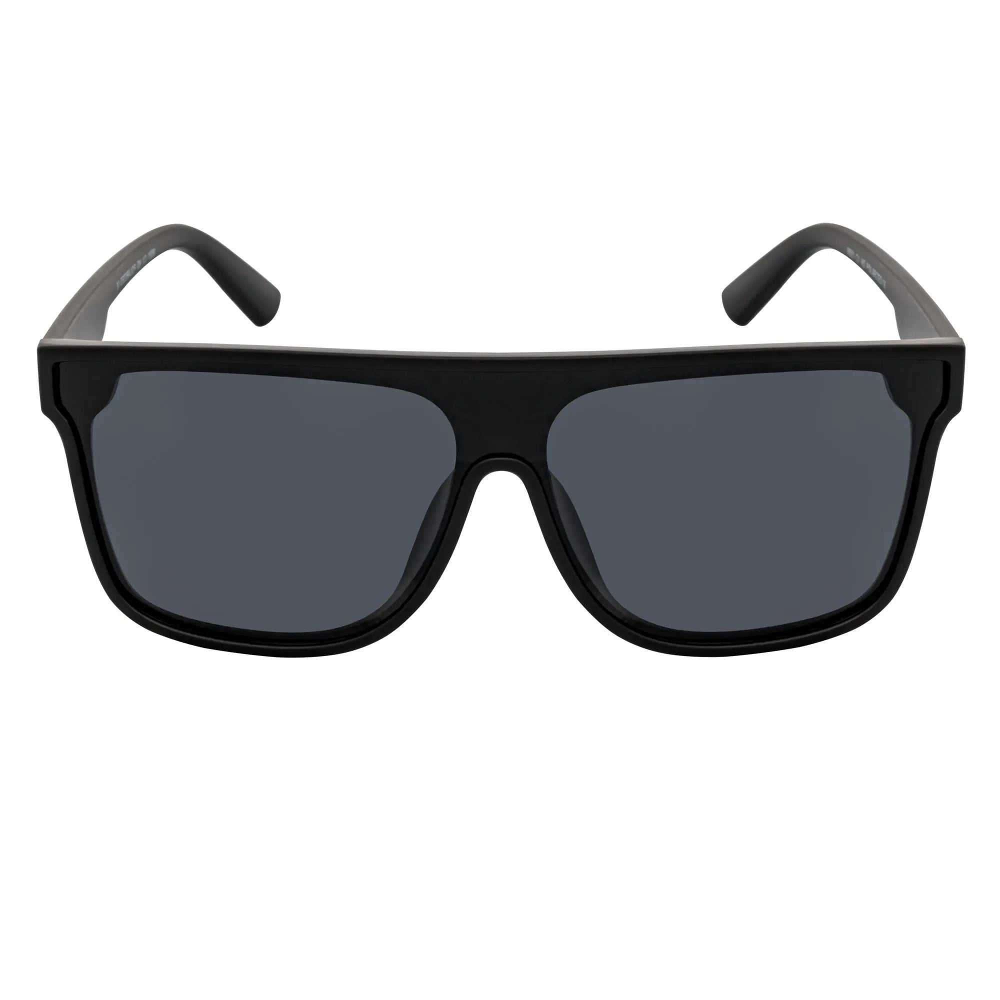 AEON - Square Flat Top Shield Polarized Sunglasses Mono  Black Smoke Morspecs