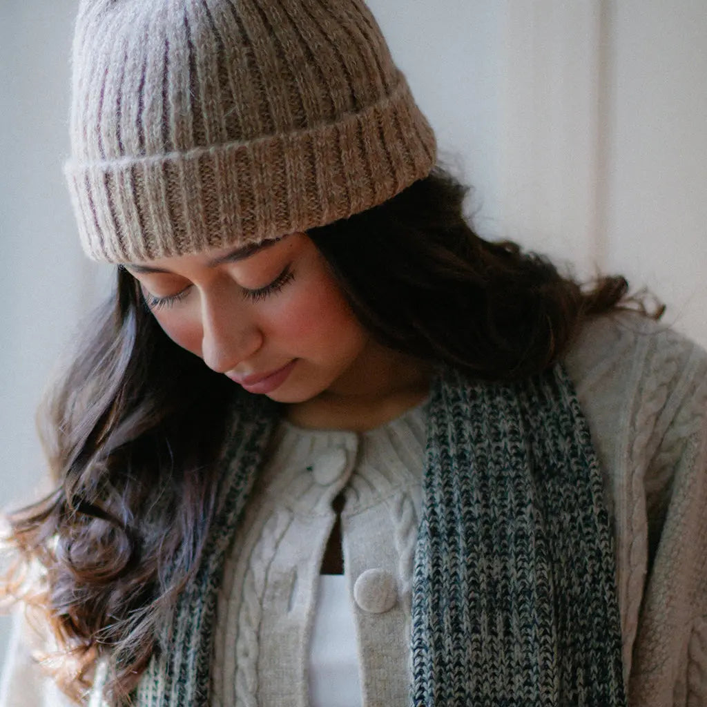 Oat Beige Ribbed Alpaca Beanie Allpa