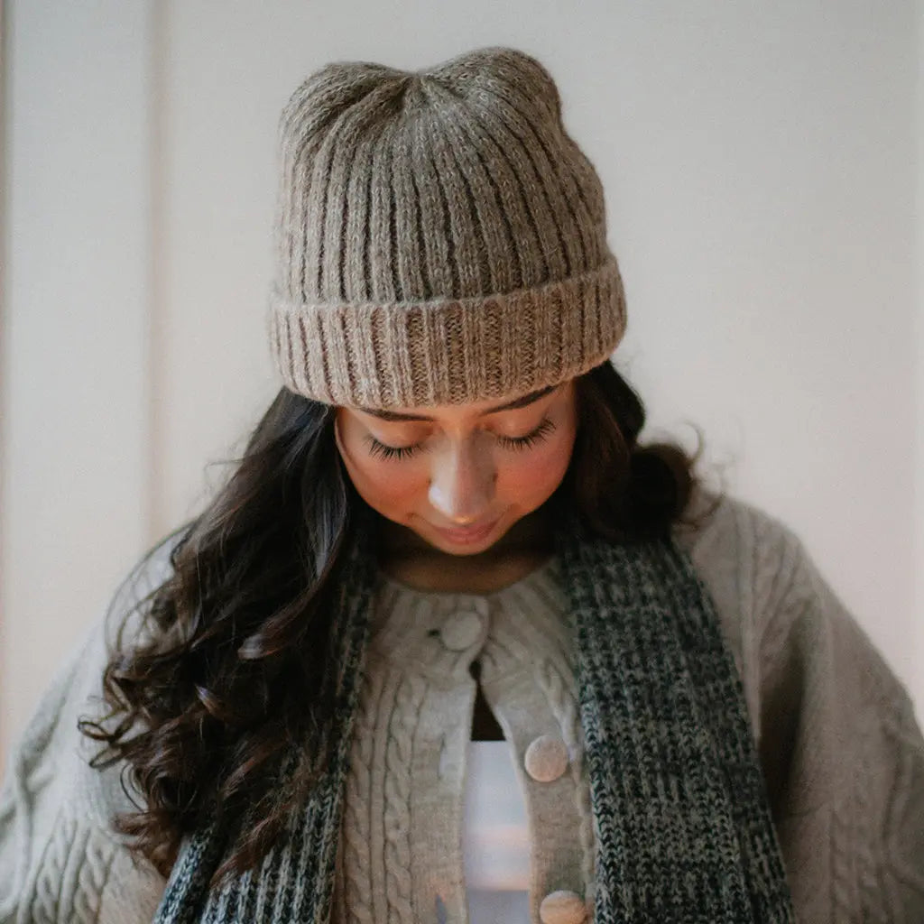 Oat Beige Ribbed Alpaca Beanie Allpa