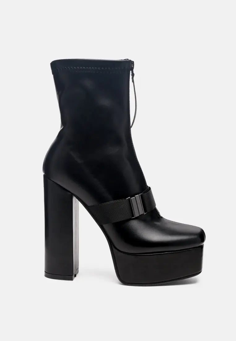 Boomer Chunky High Block Heel Boots London Rag