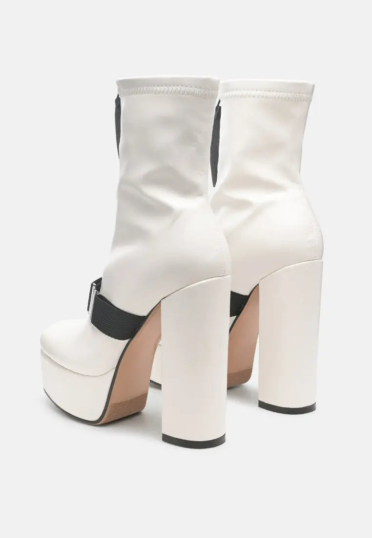 Boomer Chunky High Block Heel Boots London Rag