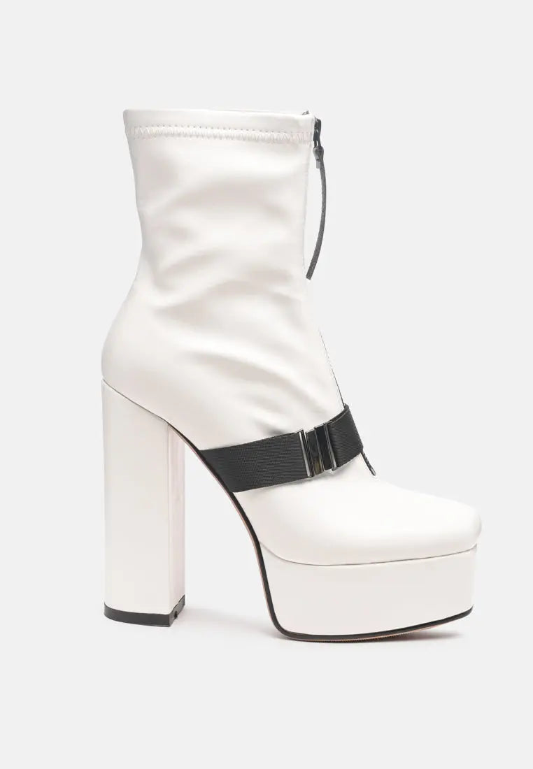 Boomer Chunky High Block Heel Boots London Rag