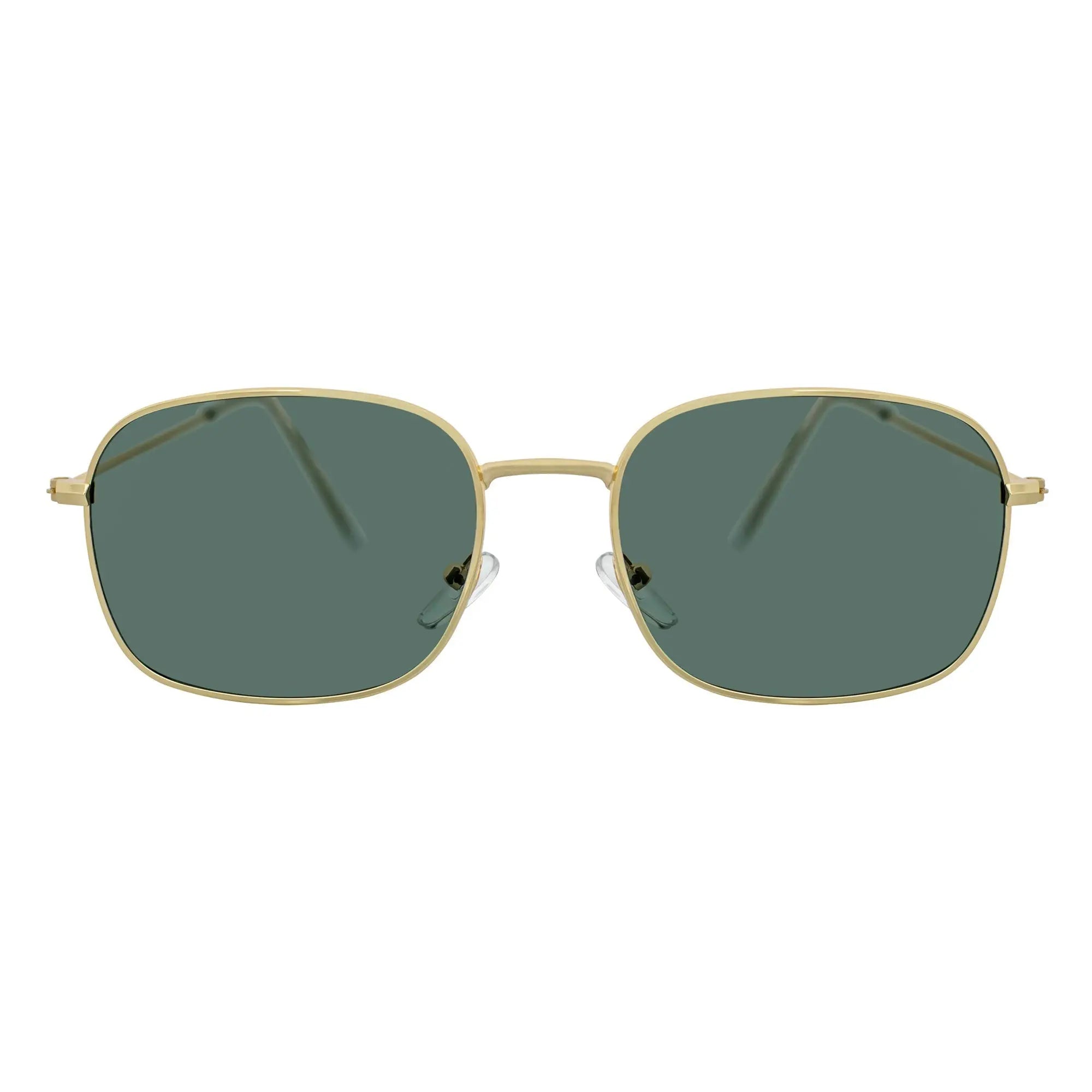 BRANDIN - Square Thin Metal Sunglasses Gold Green Morspecs