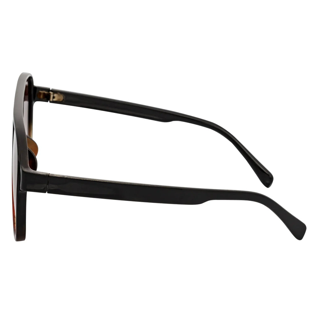 BRASCO - Large Flat Top Aviator Sunglasses Black-Tortoise Amber Fade Morspecs