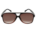 BRASCO - Large Flat Top Aviator Sunglasses Black-Tortoise Amber Fade Morspecs