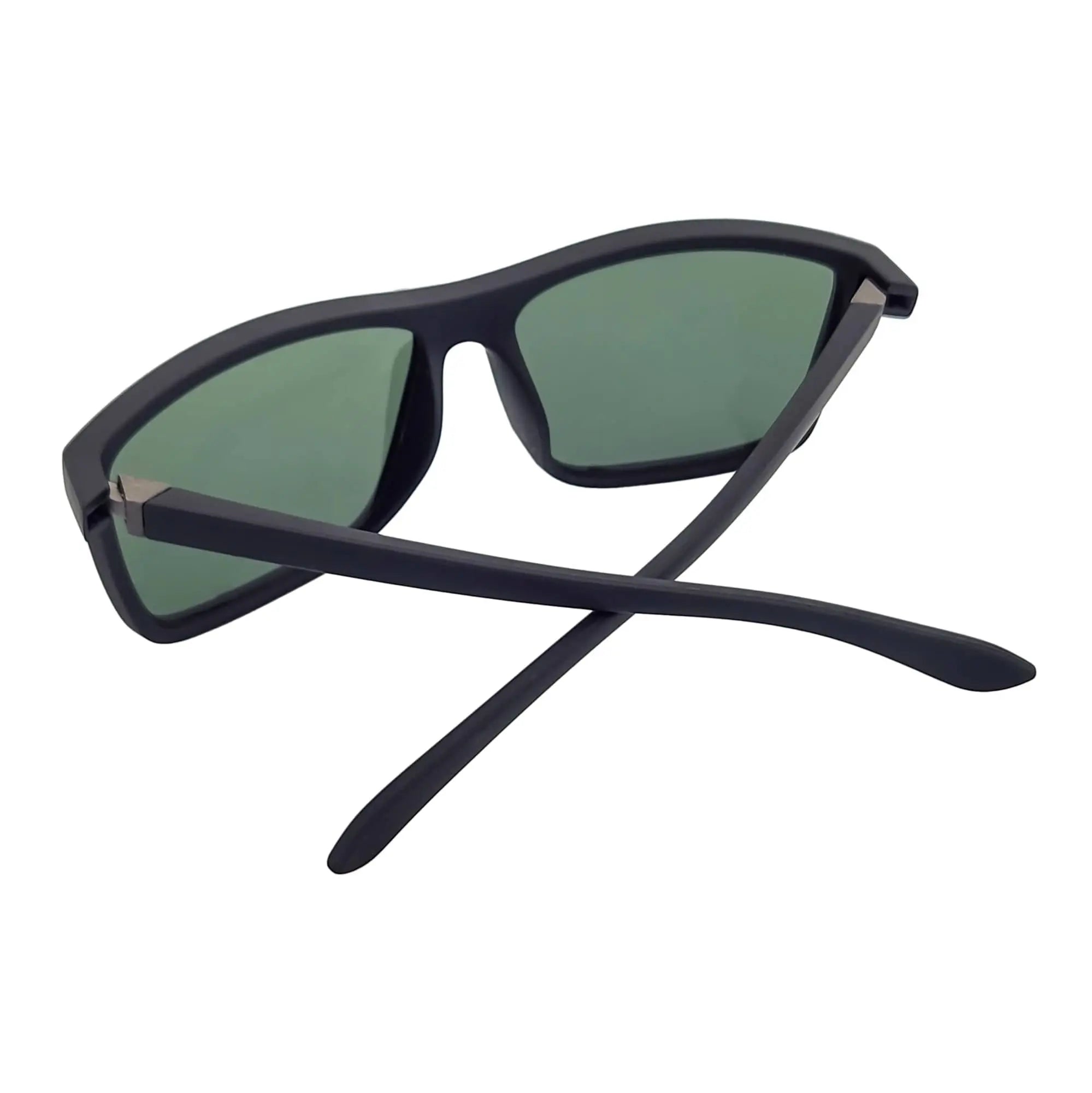 BRISTOL - Polarized Rectangle Sunglasses Soft Matte Black Green Morspecs