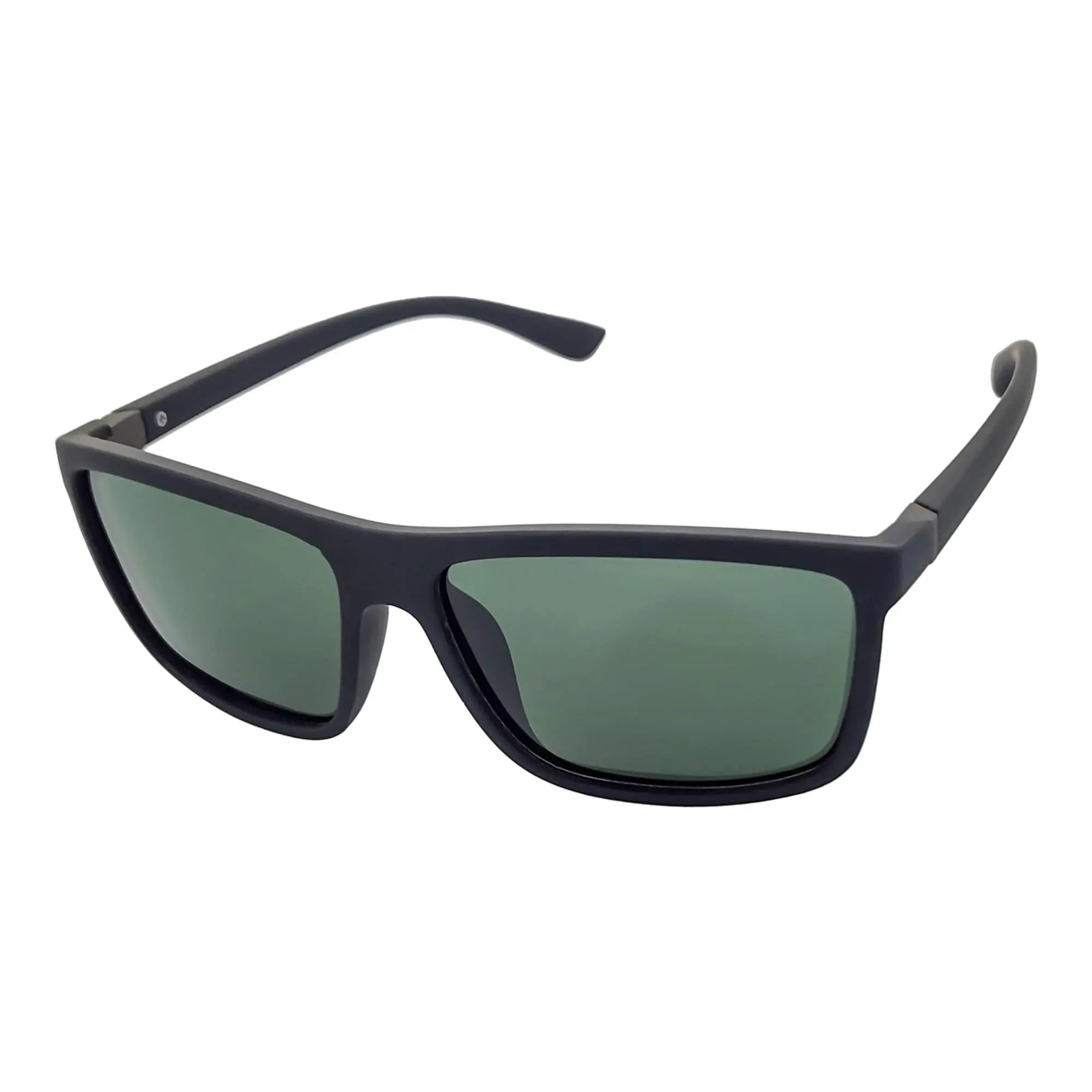 BRISTOL - Polarized Rectangle Sunglasses Soft Matte Black Green Morspecs
