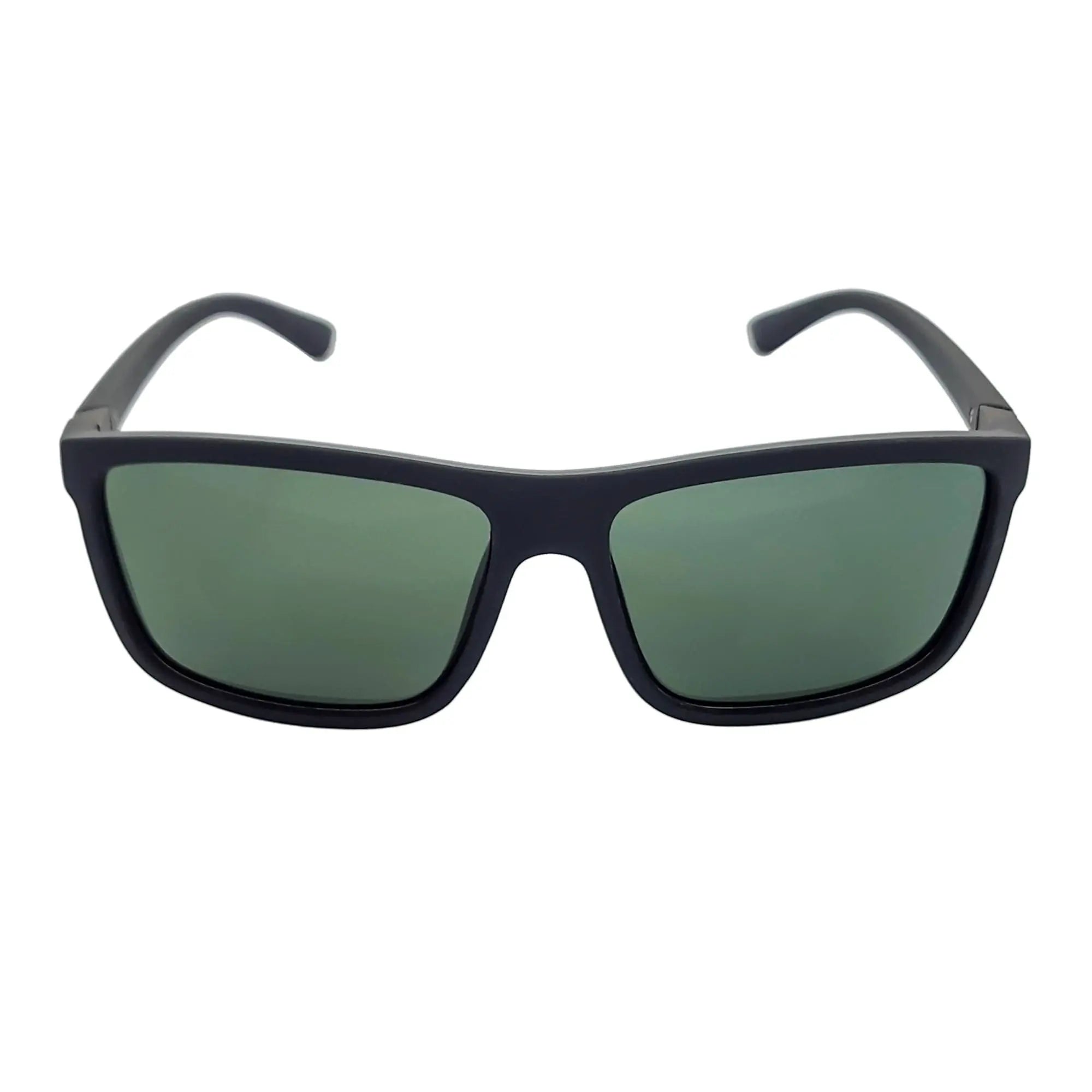 BRISTOL - Polarized Rectangle Sunglasses Soft Matte Black Green Morspecs