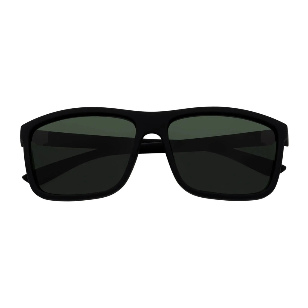 BRISTOL - Polarized Rectangle Sunglasses Soft Matte Black Green Morspecs