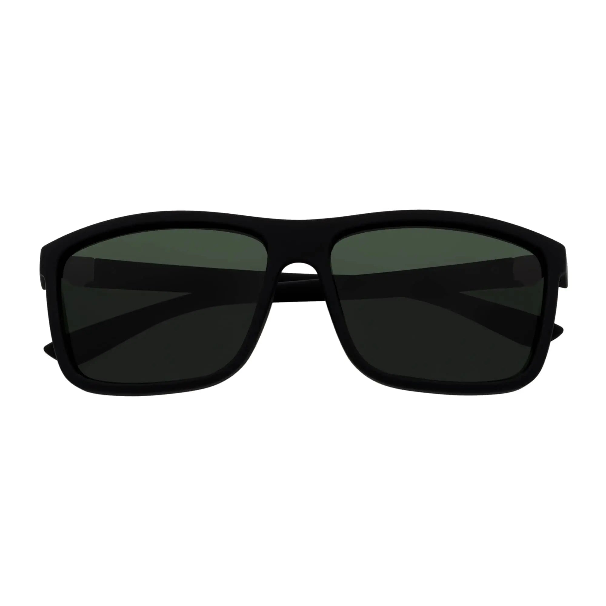 BRISTOL - Polarized Rectangle Sunglasses Soft Matte Black Green Morspecs