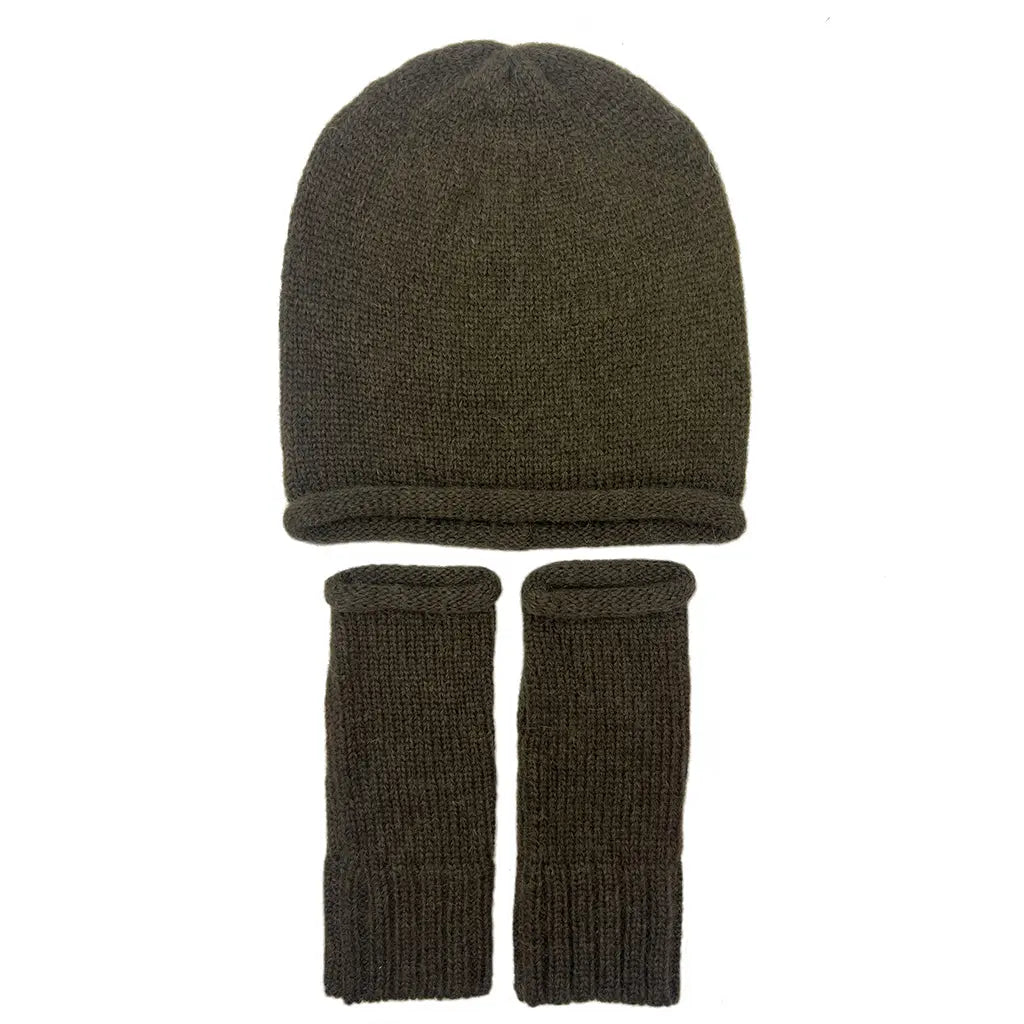 Army Green Essential Knit Alpaca Gloves Allpa