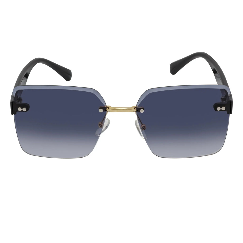 CASCADE - Rimless Oversize Square Sunglasses Black-Gold Lavender Morspecs