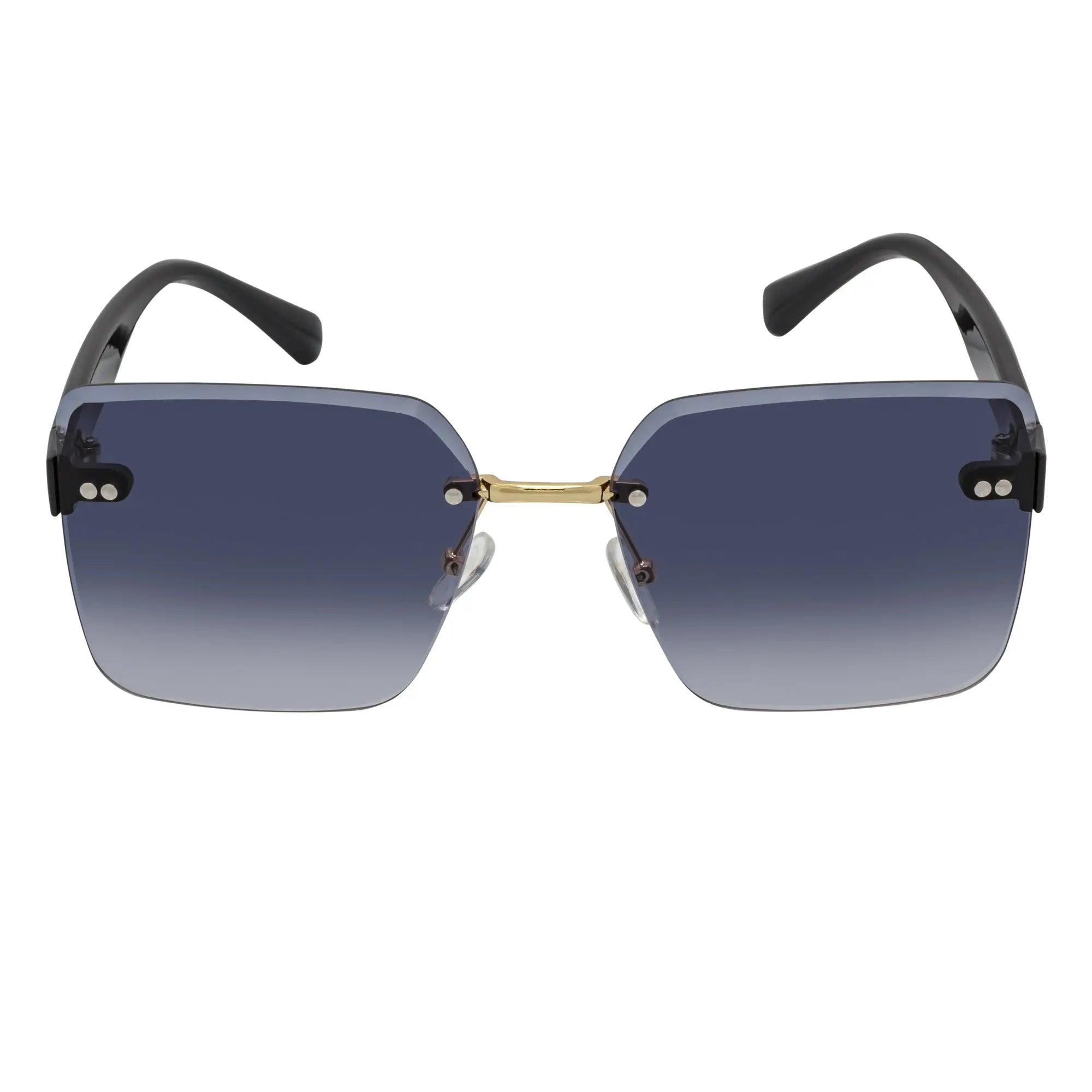CASCADE - Rimless Oversize Square Sunglasses Black-Gold Lavender Morspecs