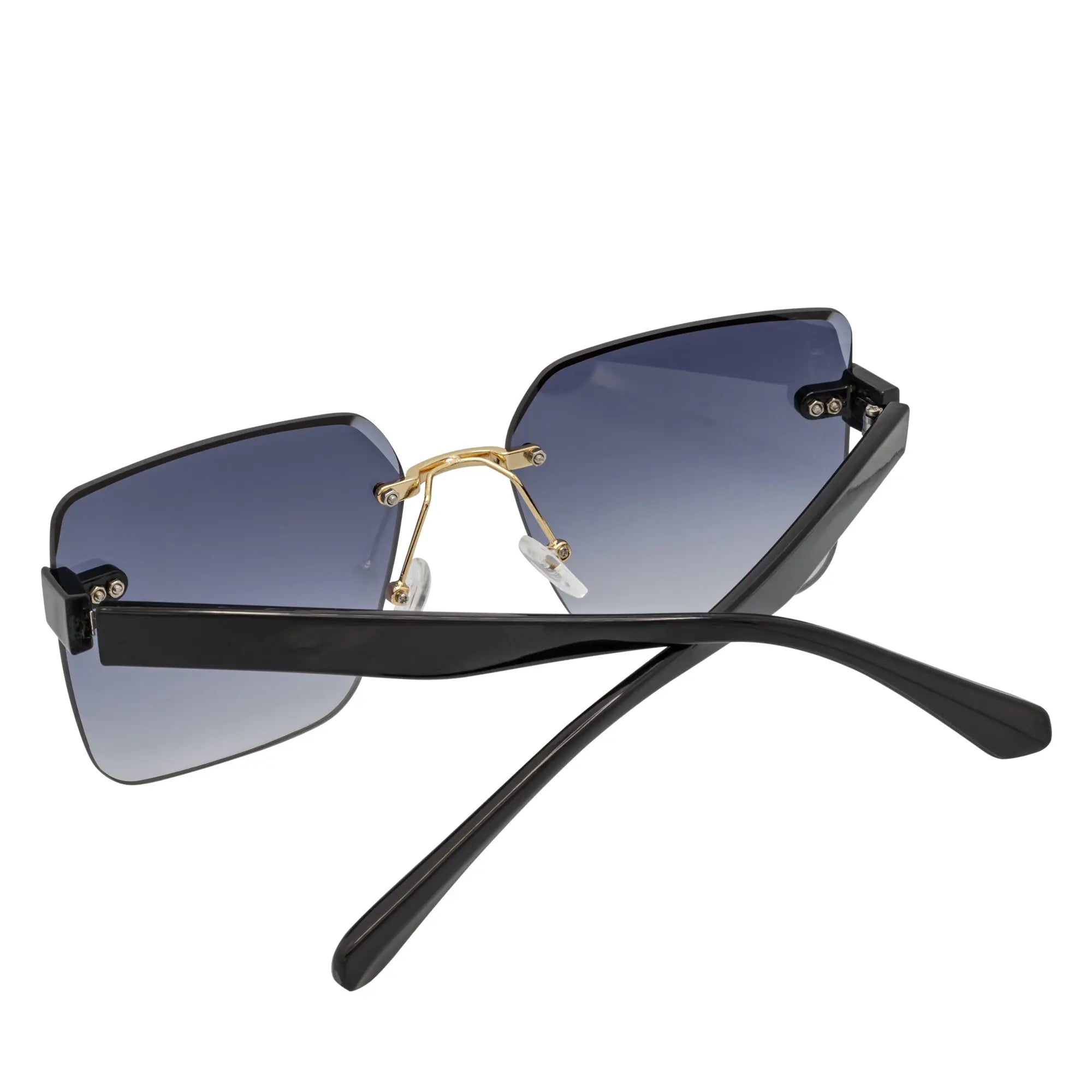 CASCADE - Rimless Oversize Square Sunglasses Black-Gold Lavender Morspecs