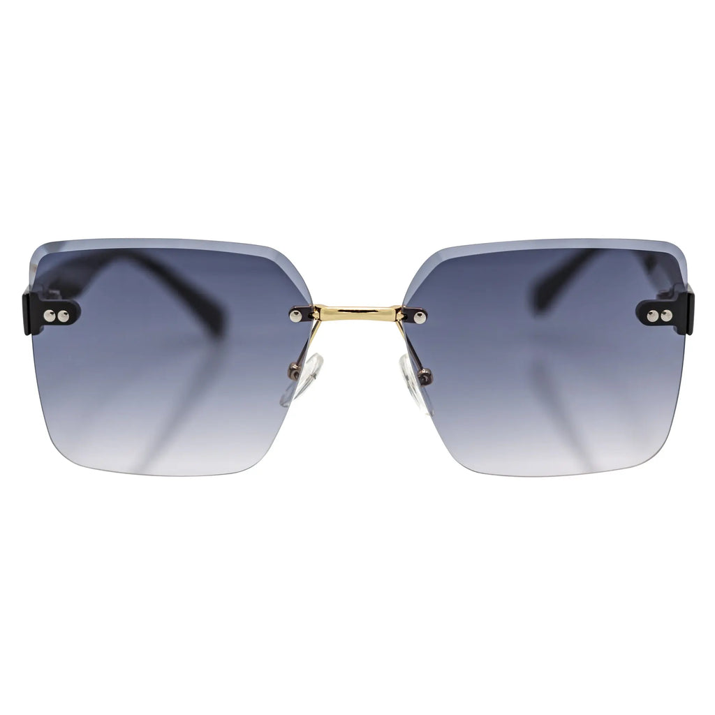CASCADE - Rimless Oversize Square Sunglasses Black-Gold Lavender Morspecs