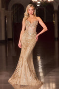 Fully Embellished Long Mermaid Pageant Gown w/ Corset Bodice & Sweetheart Neckline CDCDS557