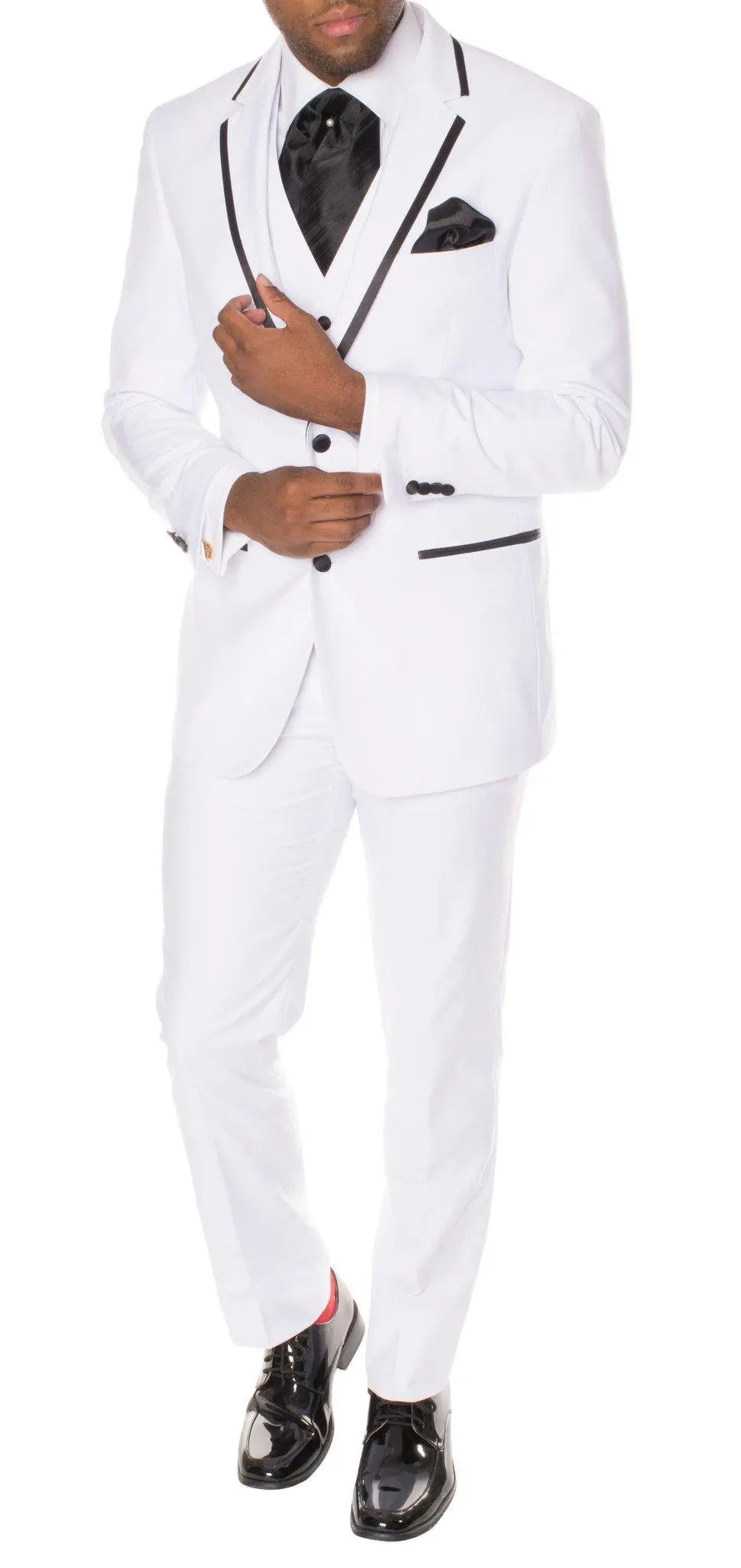 Celio White & Black 3 piece Slim Fit Tuxedo Ferrecci