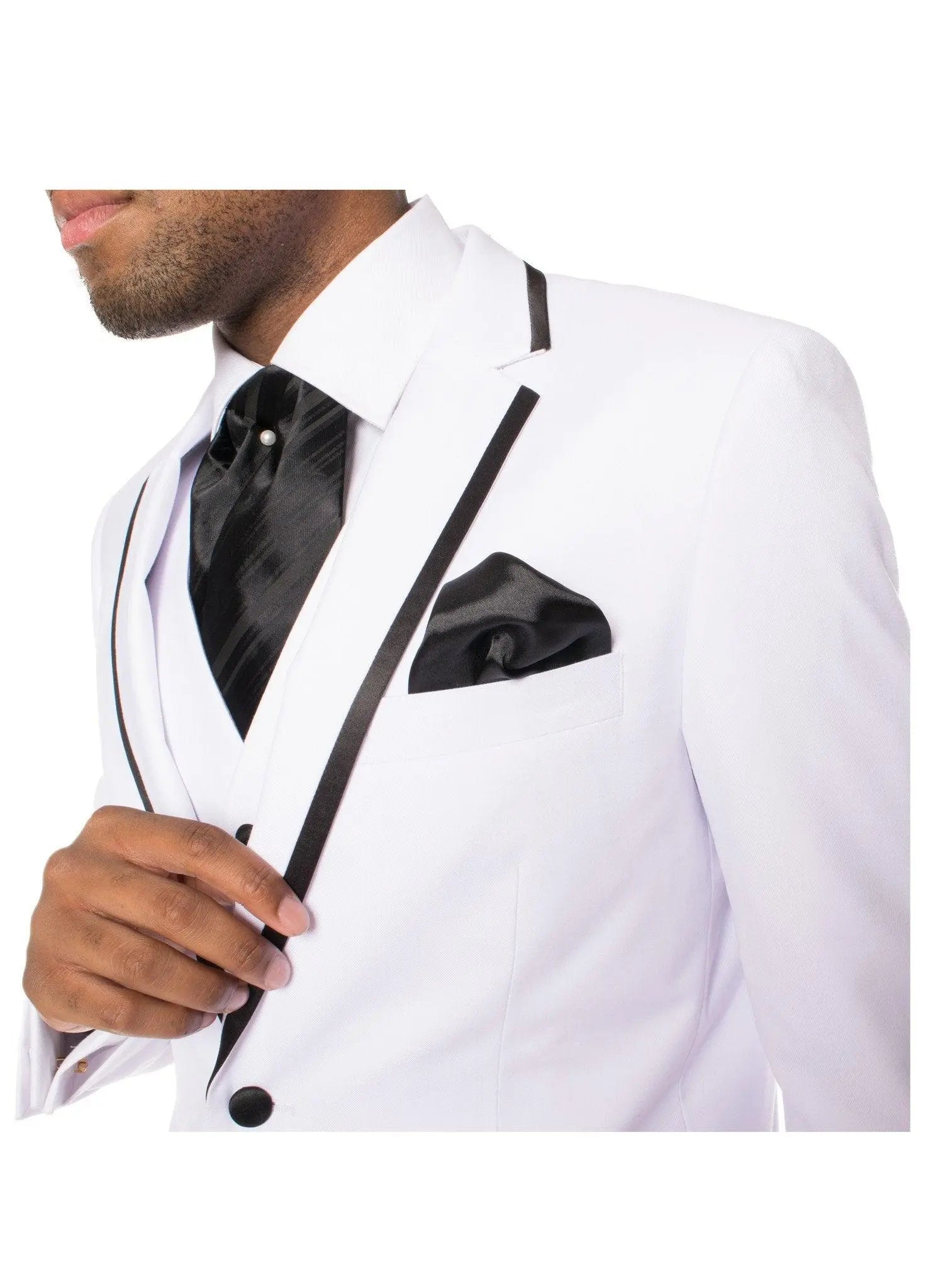Celio White & Black 3 piece Slim Fit Tuxedo Ferrecci